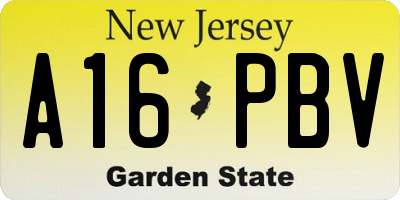 NJ license plate A16PBV