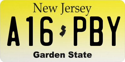NJ license plate A16PBY