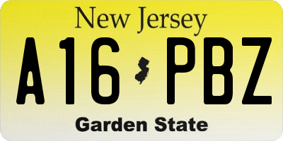 NJ license plate A16PBZ