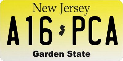 NJ license plate A16PCA