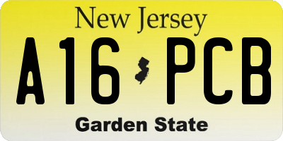 NJ license plate A16PCB