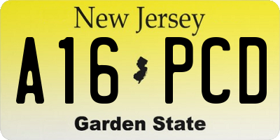 NJ license plate A16PCD