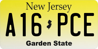 NJ license plate A16PCE