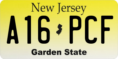 NJ license plate A16PCF