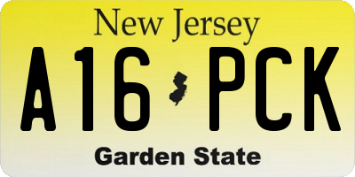 NJ license plate A16PCK