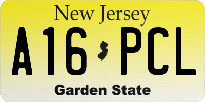 NJ license plate A16PCL
