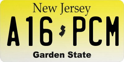 NJ license plate A16PCM