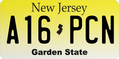 NJ license plate A16PCN