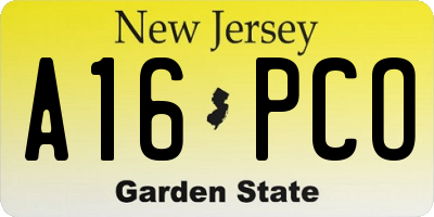 NJ license plate A16PCO