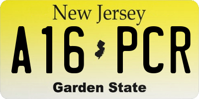 NJ license plate A16PCR