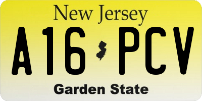 NJ license plate A16PCV