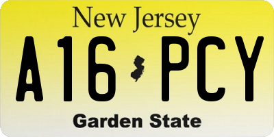 NJ license plate A16PCY