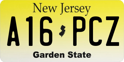 NJ license plate A16PCZ