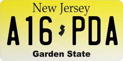 NJ license plate A16PDA