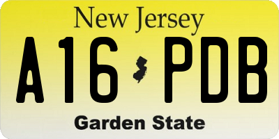 NJ license plate A16PDB