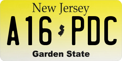 NJ license plate A16PDC