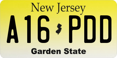 NJ license plate A16PDD