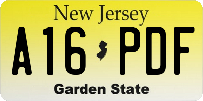 NJ license plate A16PDF