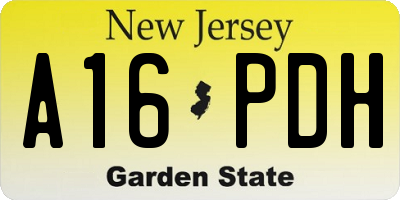 NJ license plate A16PDH