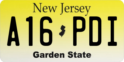 NJ license plate A16PDI