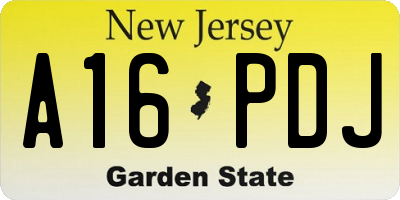 NJ license plate A16PDJ