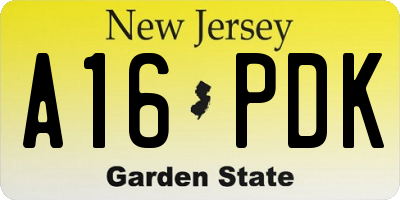 NJ license plate A16PDK