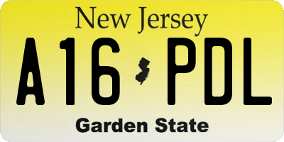 NJ license plate A16PDL