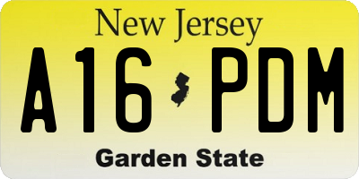 NJ license plate A16PDM