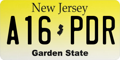 NJ license plate A16PDR