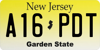 NJ license plate A16PDT