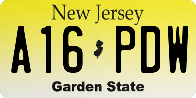 NJ license plate A16PDW