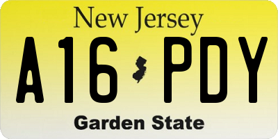 NJ license plate A16PDY