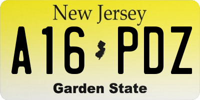 NJ license plate A16PDZ