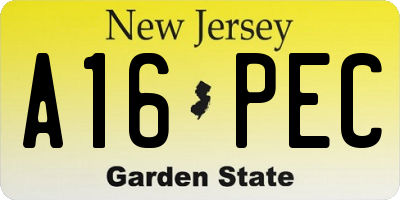 NJ license plate A16PEC