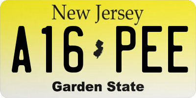 NJ license plate A16PEE