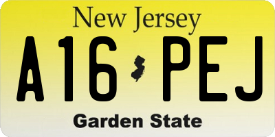 NJ license plate A16PEJ
