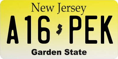 NJ license plate A16PEK