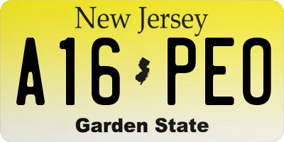 NJ license plate A16PEO