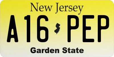 NJ license plate A16PEP
