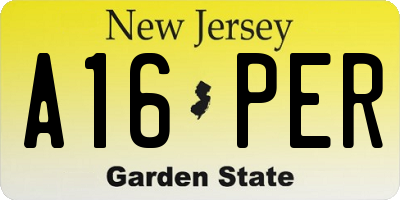 NJ license plate A16PER