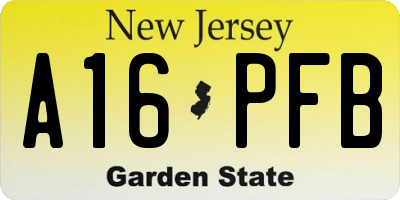 NJ license plate A16PFB