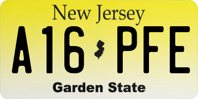 NJ license plate A16PFE