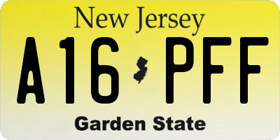 NJ license plate A16PFF