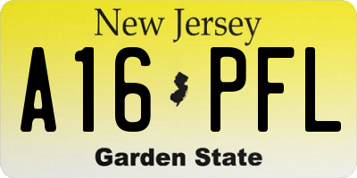 NJ license plate A16PFL