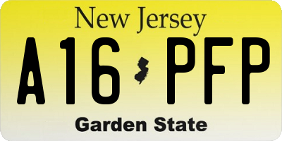 NJ license plate A16PFP