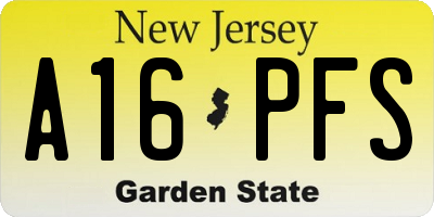 NJ license plate A16PFS