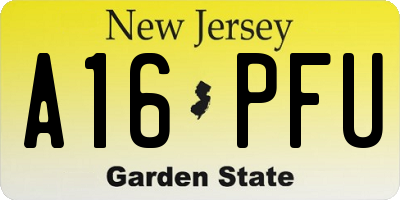NJ license plate A16PFU