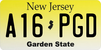 NJ license plate A16PGD