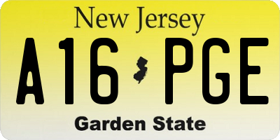 NJ license plate A16PGE