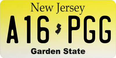 NJ license plate A16PGG